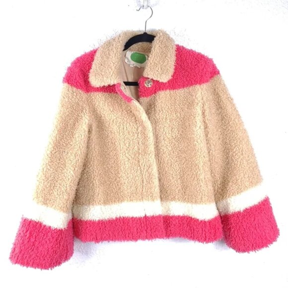 Anthropologie Color block Sherpa Teddy Coat - Picture 3 of 7
